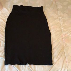 Black stretchy fitted Pencil Bebe skirt